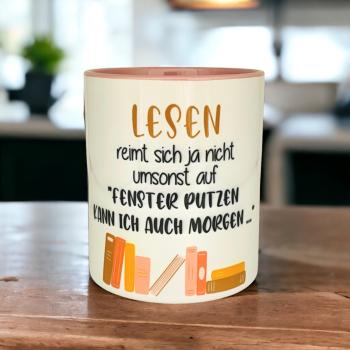 Tasse "Lesen reimt sich ..."